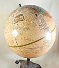 Vintage 12  World Globe With Cast Iron Claw Feet Base Stand - 1890-1910 - Nice