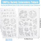 105 Pcs Stick And Stitch Embroidery Patterns  4 Sheets Water Soluble Embroidery