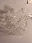 Antique Fenton Ruffled Glass Lamp Shade Globe Crimped Edge Interior Dot Design