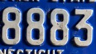 Vintage 1980s Blue white Connecticut License Plate  zz-8883 Man Cave Lucky 8s