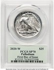 2020-w Palladium Eagle 1 Oz Burnished Fdi Thomas Cleveland Minuteman Pcgs Ms70
