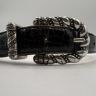 Vintage 90s Brighton Leather Belt Croc Embossed Silver Buckle Tip Size S Western