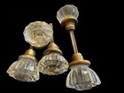 2 Complete   1 Vintage Clear Glass Door Knobs With Brass Hardware