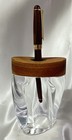 Teak   Lucite Pen Holder Ooak Mcm Mid Century Modern