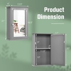 Bathroom Wall Cabinet Single Mirror Door Cupboard Storage Wood Shelf Grey