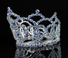 Mini Heart Blue Austrian Rhinestone Crystal Full Hair Crown Tiara Bridal M289b
