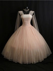 Pink Ruched Tulle Prom Dresses A Line Tea Length Bridesmaid Party Evening Gowns