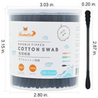 Black Cotton Swabs Spiral - 600 Count Organic Cotton Buds Double Side Tightly Wr