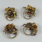 Beaded Napkin Rings Cluster Amber Gold Wire And Bead Metal Napkin Rings 4