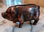 Antique Cast Iron Or Copper Pig Piggy Coin Bank Original Screw  Metal Pig