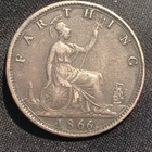 1866 Great Britain 1 Farthing Queen Victoria - Xf  extra Fine  Condition