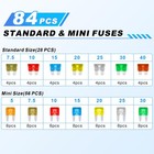 Zoatcba 84pcs Car Fuses Assortment Kit  Standard   Mini Fuse 5a-40a Mix