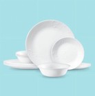  free Ship   Corelle Madeline Embossed  12 Piece  White  Dinnerware Set    