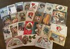 Nice Lot Of 25 vintage Antique Holidays Greeting Postcards santa in Sleeves-b582