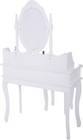 White Vanity Jewelry Makeup Dressing Table Set W stool 4 Drawer Mirror Wood Desk