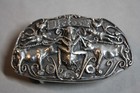 Vintage Custom Sterling Silver Belt Buckle 77 Grams 