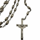 Vintage Sterling Silver Rosary Ma Signed Crucifix Hollow Ribbed Beads