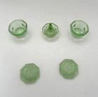 1930 s Art Deco Uranium Green Glass Ring Holder   2 Pots With Lids