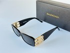 Balenciaga Bb0096s 001 Black Rectangular Sunglasses Women 51mm