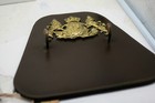 Vintage Brass  Leather England Royal Crest Key Rack Hook Wall Hanger  B1
