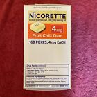 Nicorette 4mg Fruit Chill Gum  160 Pieces        Ex 10 27         Fresh          Ships Free 