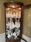 Vtg Lighted Corner Curio Cabinet Curved Glass Mirrored Display Cabinet Only