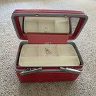 Vintage Red Samsonite Sears Courier Travel Makeup Hard Case W  Tray   Keys Mint