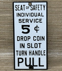 Vintage Seat Of Safety Porcelain Sign Industrial Railway Transit Public Service