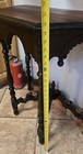 Antique Early 1900s Jacobean Tudor Side Table Hand Carved Walnut Wood Table 1887