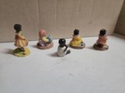 Vintage Black Americana Figurines Lot Of 5 Children Picnic Reading Doll Family