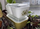 Vintage Pyrex Fridgie Storage Dishes Spring Blossom-crazy Daisy W lids          