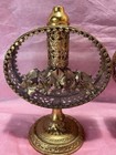2 Vintage Ormolu Filigree Bronze   Glass Perfume Bottles   No Daubers 