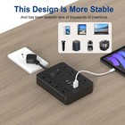 8 Ac Outlet Surge Protector Power Strip  3 Usb Type-c Ports Wall Mount Socket