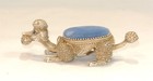 Vintage Poodle Dog Nodder Metal And Blue Velvet Pin Cushion Florenza