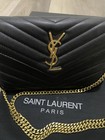 Saint Laurent Envelope Chevron Crossbody Black Leather