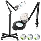 10x Led Magnifying Glass Floor Lamp With Light  Dimmable 2200 Lumen  Adjustable