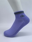 6 Pairs Unisex Retro Half Crew Yoga Socks Purple Throwback Athletic Socks New