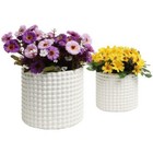 Ceramic Round Planter Pot  Set Of 2 Vintage-style White Ceramic Flower Pots
