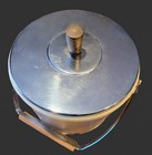 Vintage Gromex  Mid-century Modern Metal Ice Bucket W  Lid   Wooden Handle 1960s