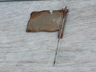 Vintage Premium Confection Tin Toy American Flag Stick Pin Prize Patriotic Rare