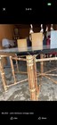 Vintage John Mcguire Octagonal Dining Table Rattan Rawhide Glass Top 77 5   