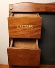Vintage Wall Mounted Wood Message Board Blackboard Cork Board Hooks Mail Kitchen