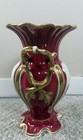 19th-century English Porcelain Vase Claret Ground Floral Decoration 