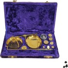 Vintage Brass Mini Scale Set Purple Case India Collectable Balance Weights 