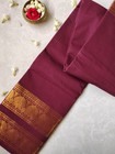 Handloom Kanchipuram Cotton Saree Deep Oxblood Maroon Brown Gold Rettapet Border
