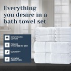 Luxury White Bath Towel Set Of 8 Pieces - 100 Turkish Cotton 700 Gsm Highly