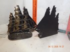 Vintage Cast Bronze brass iron Sailing Ship Bookends Clipper Ship