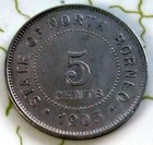 Coin North Borneo 5c 1903 Xf 2207a2