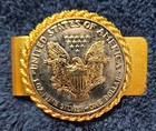 Vintage Gold Plated Eagle One Dollar Coin Money Clip