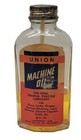 Antique Union Machine Oil  Vintage Glass Bottle Sewing Locks Tools Paper Label